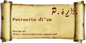 Petrovits Éva névjegykártya