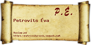 Petrovits Éva névjegykártya